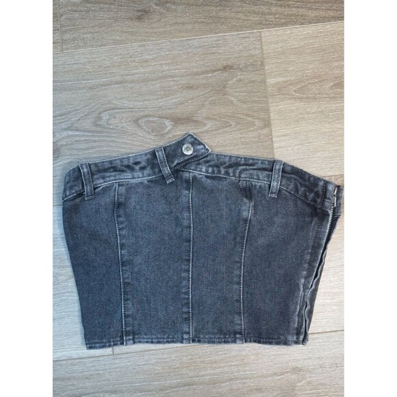 2/$30 NWT PrettyLittleThing Petite 6 Dark Gray Denim Bustier - Picture 11 of 12